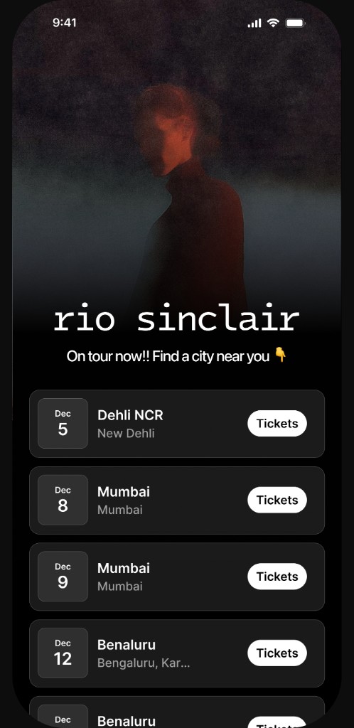 Tour page — rio sinclair