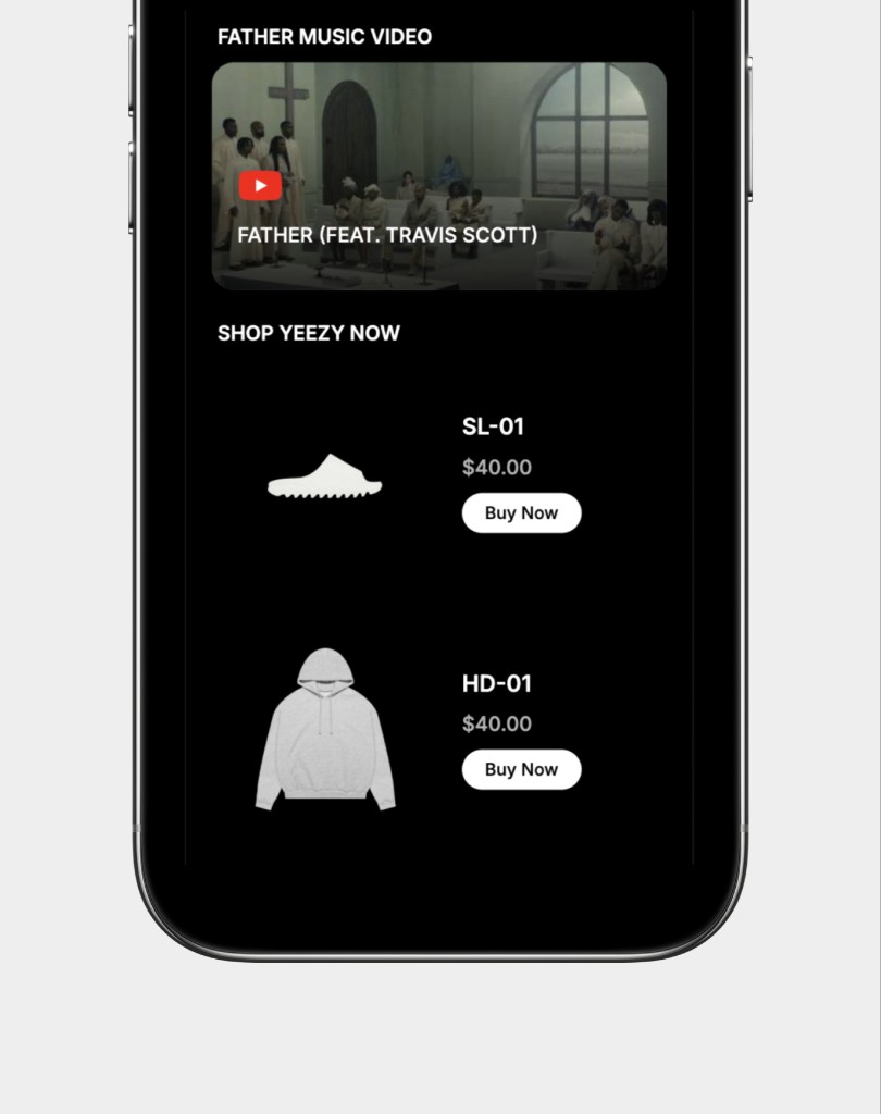 Merch shop widgets on a Dimensions link in bio page