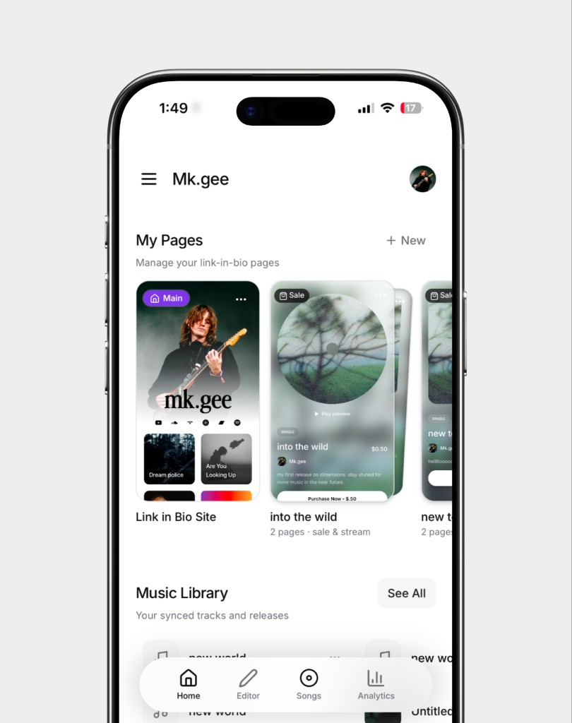 My Pages dashboard on Dimensions