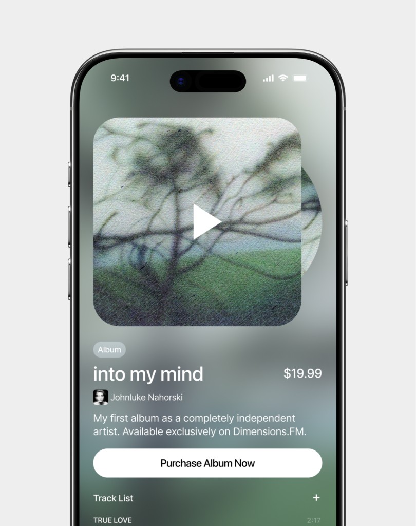 Music sale page on iPhone