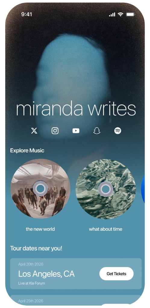 Link in bio template — miranda writes explore music