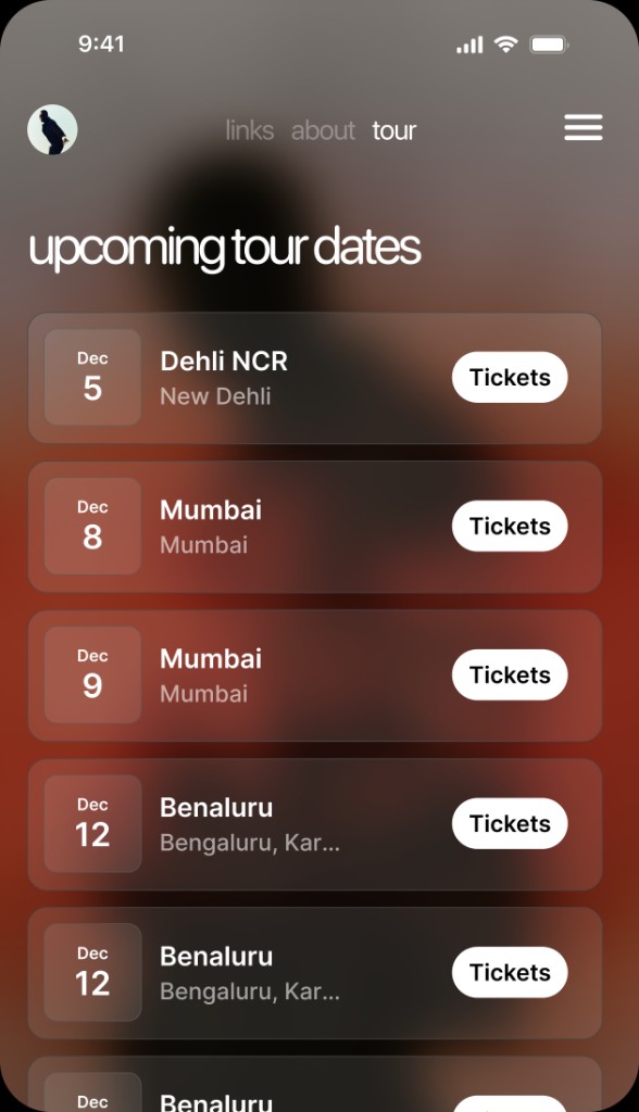 Tour page design